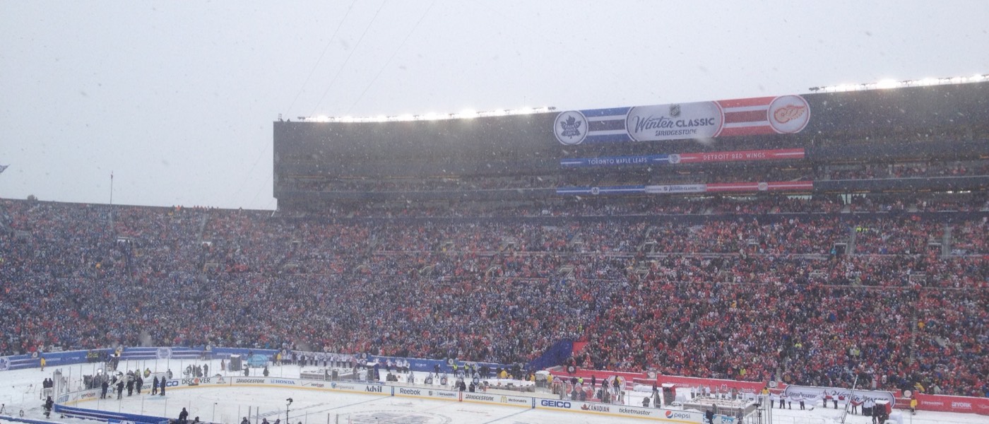 Winter Classic outdoor rink in a full stadium